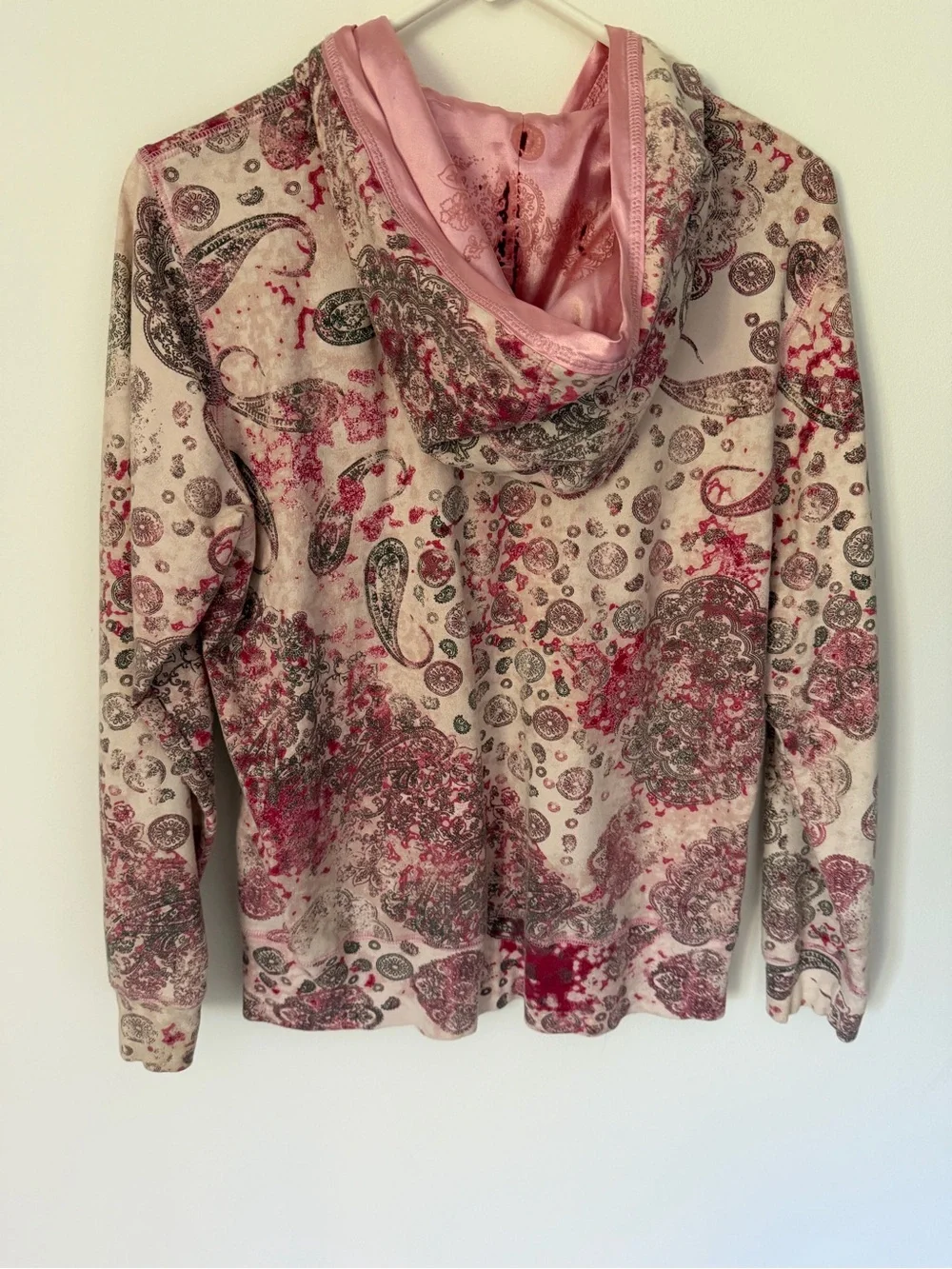 Justice girls Pink Paisley Zip-Up Hooded Jacket